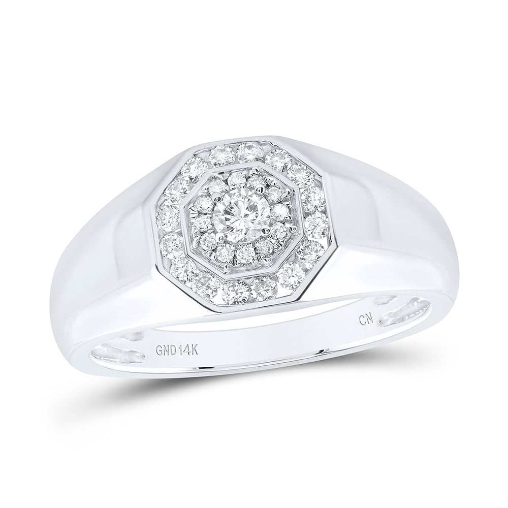 14kt White Gold 1/2 Cttw Diamond Fashion Mens Ring, Men Size: 8-12