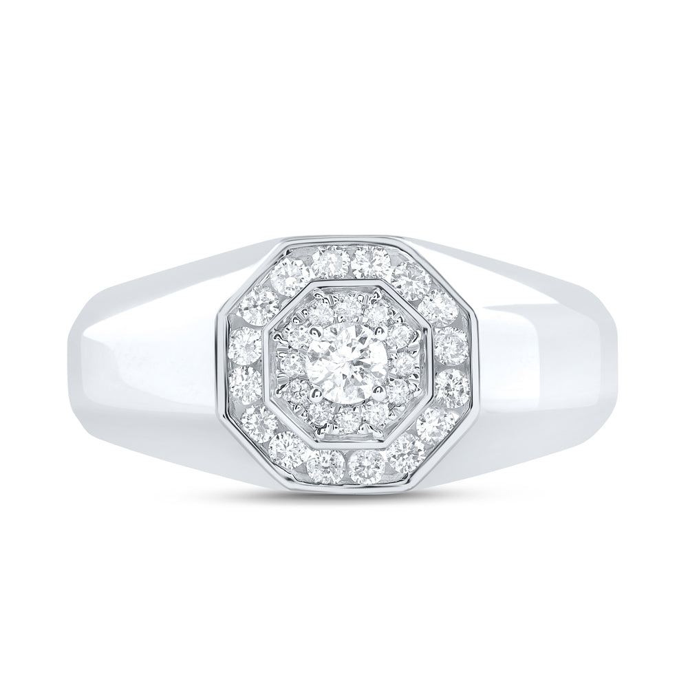 14kt White Gold 1/2 Cttw Diamond Fashion Mens Ring, Men Size: 8-12