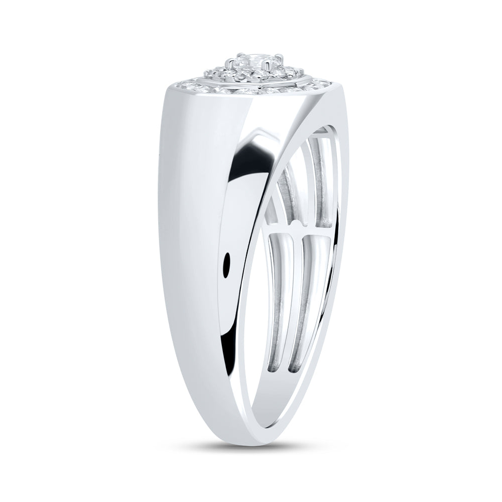 14kt White Gold 1/2 Cttw Diamond Fashion Mens Ring, Men Size: 8-12