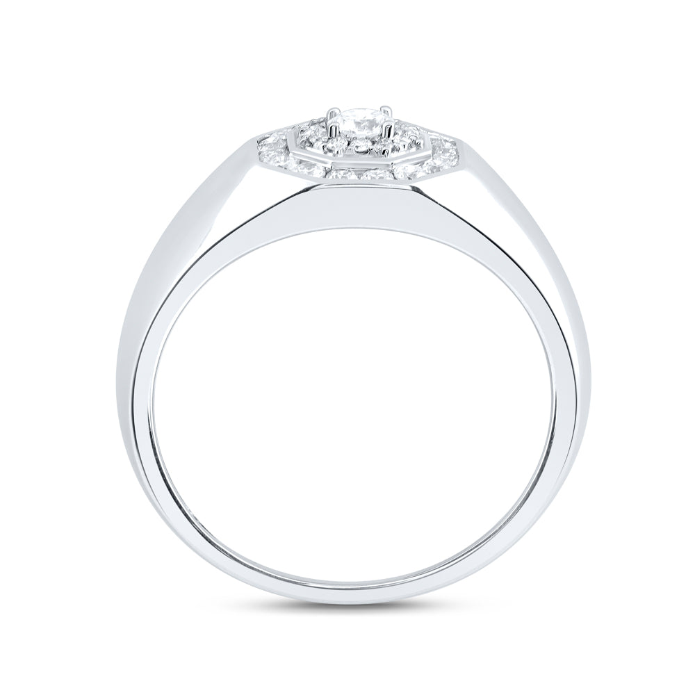 14kt White Gold 1/2 Cttw Diamond Fashion Mens Ring, Men Size: 8-12