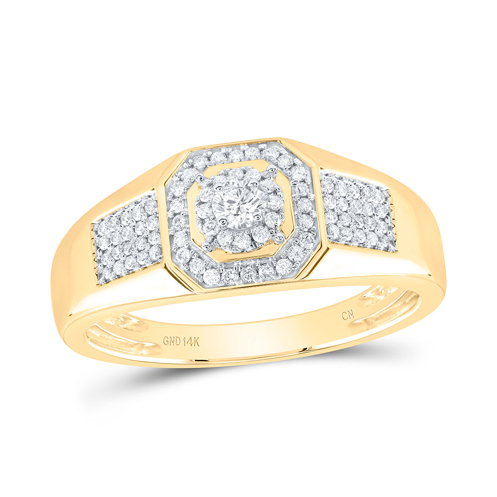 14kt Yellow Gold 1/2 Cttw Diamond Fashion Mens Ring, Men Size: 8-12