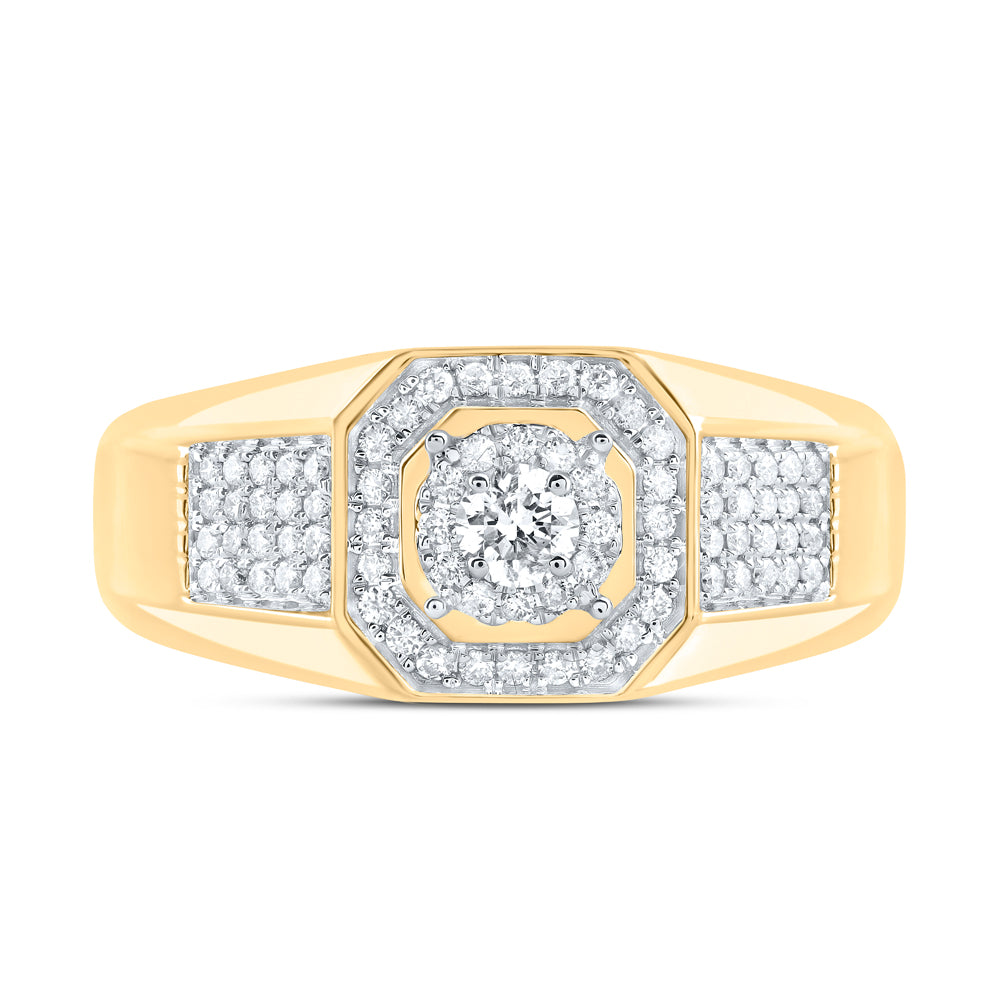 14kt Yellow Gold 1/2 Cttw Diamond Fashion Mens Ring, Men Size: 8-12