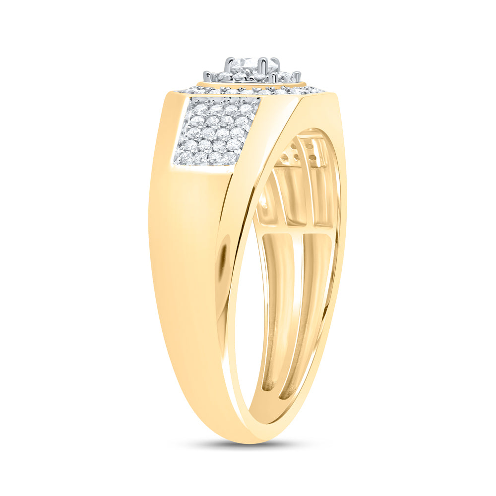 14kt Yellow Gold 1/2 Cttw Diamond Fashion Mens Ring, Men Size: 8-12