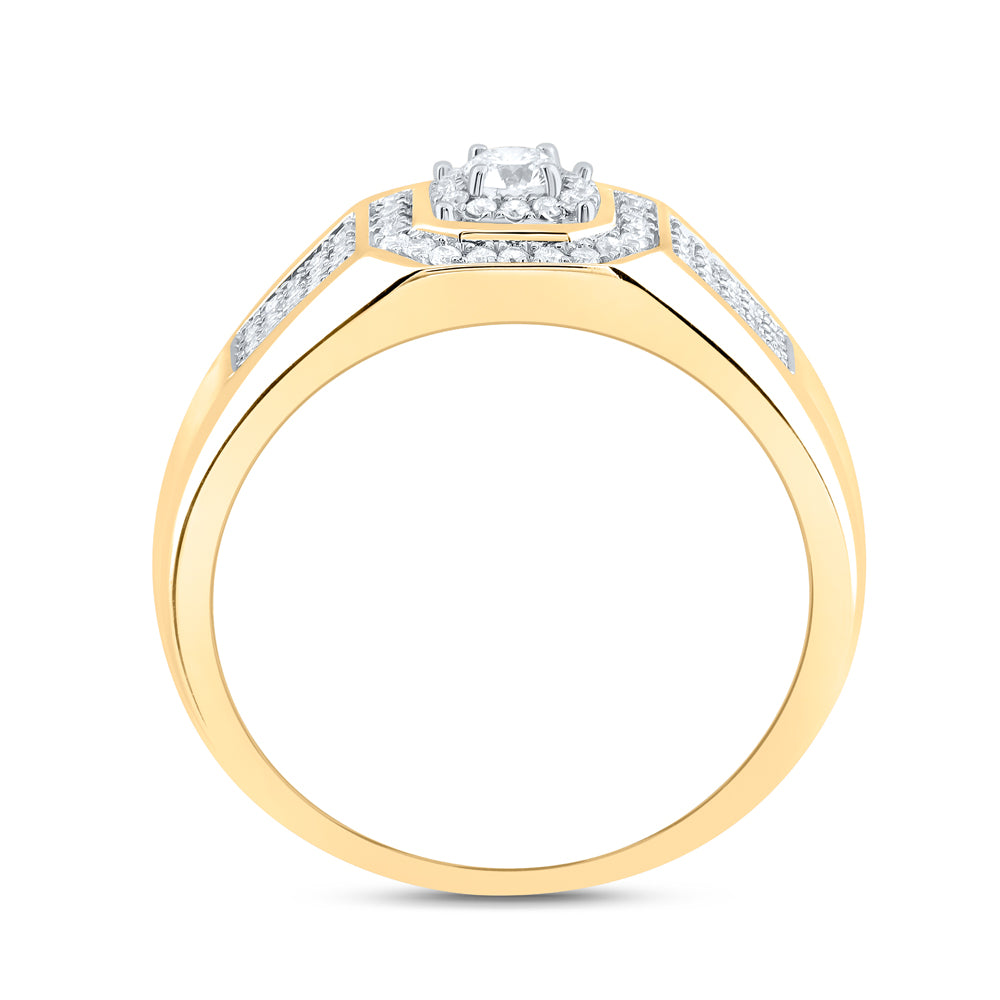 14kt Yellow Gold 1/2 Cttw Diamond Fashion Mens Ring, Men Size: 8-12