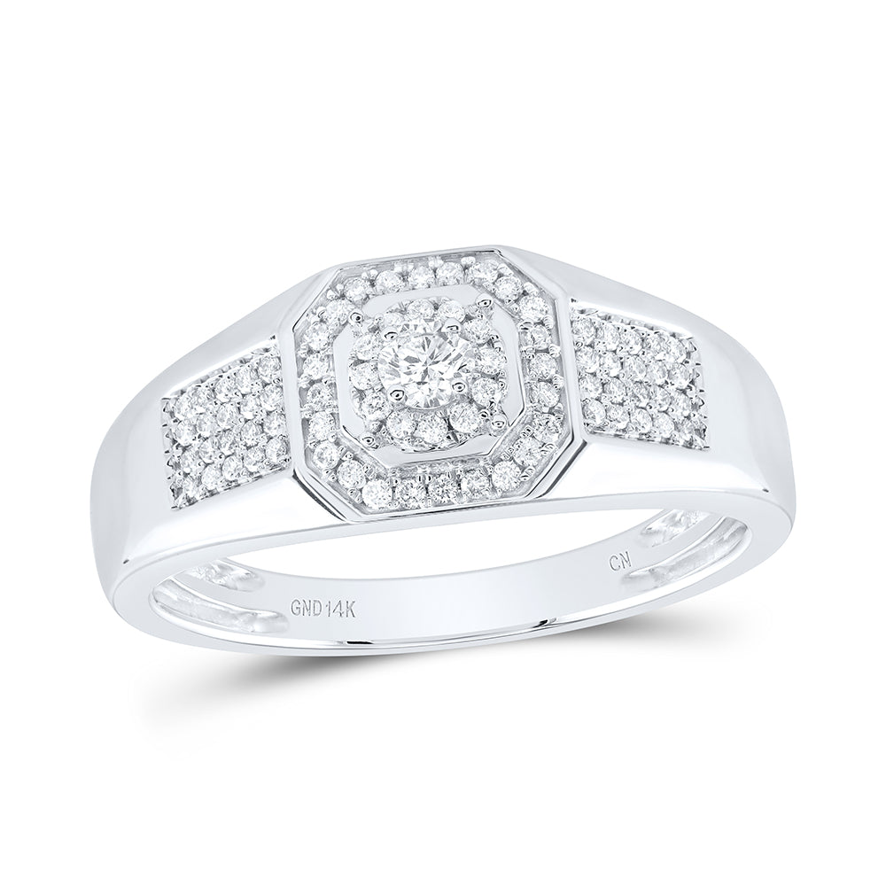 14kt White Gold 1/2 Cttw Diamond Fashion Mens Ring, Men Size: 8-12