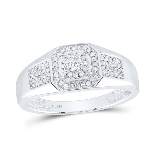 14kt White Gold 1/2 Cttw Diamond Fashion Mens Ring, Men Size: 8-12