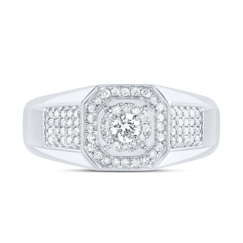 14kt White Gold 1/2 Cttw Diamond Fashion Mens Ring, Men Size: 8-12