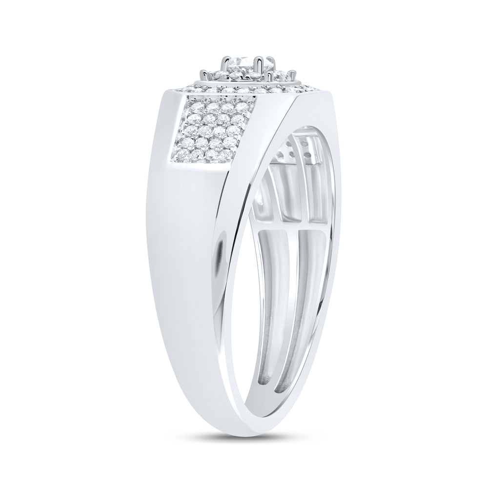 14kt White Gold 1/2 Cttw Diamond Fashion Mens Ring, Men Size: 8-12