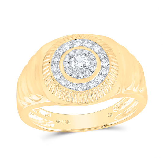 14kt Yellow Gold 1/2 Cttw Diamond Fashion Mens Ring, Men Size: 8-12