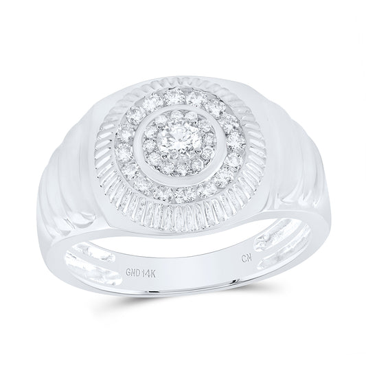 14kt White Gold 1/2 Cttw Diamond Fashion Mens Ring, Men Size: 8-12