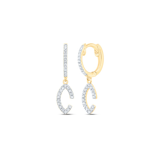 10kt Yellow Gold 1/6 Cttw Diamond Fashion Dangling Earring