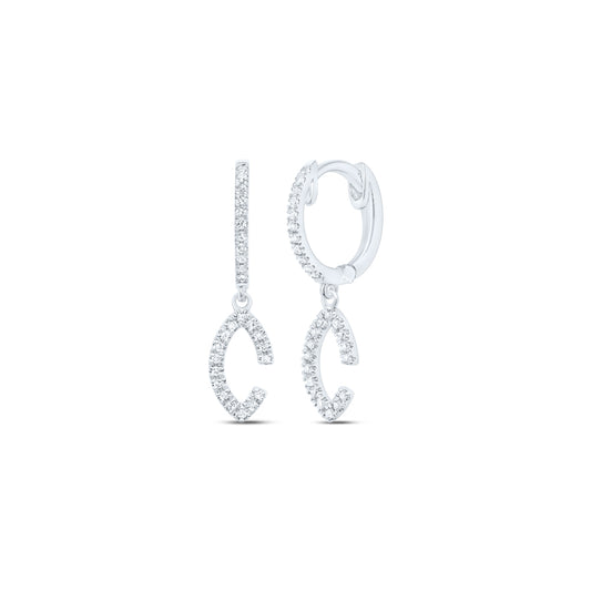 10kt White Gold 1/6 Cttw Diamond Fashion Dangling Earring