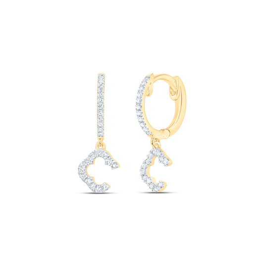 10kt Yellow Gold 1/6 Cttw Diamond Fashion Dangling Earring