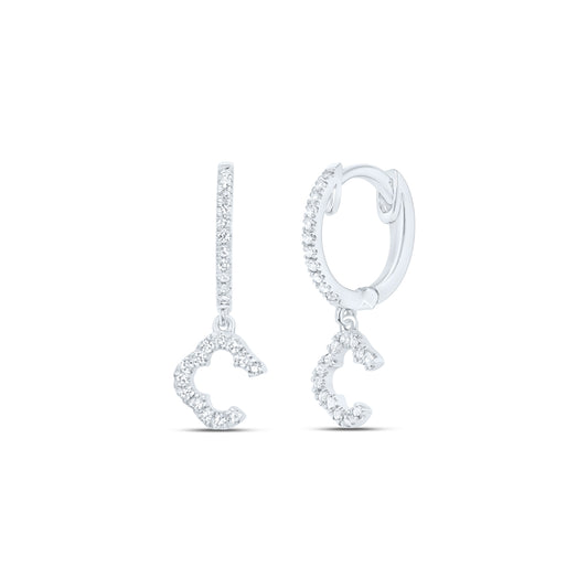 10kt White Gold 1/6 Cttw Diamond Fashion Dangling Earring