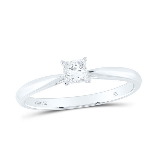 14kt White Gold 1/4 Cttw Diamond I1 IJ Princess Solitaire Wedding Engagement Anniversary Ring, Women Size: 5-9