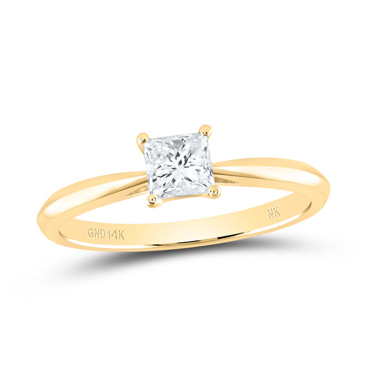 14kt Yellow Or White Gold Diamond SI IJ Princess Solitaire Wedding Engagement Anniversary Ring
