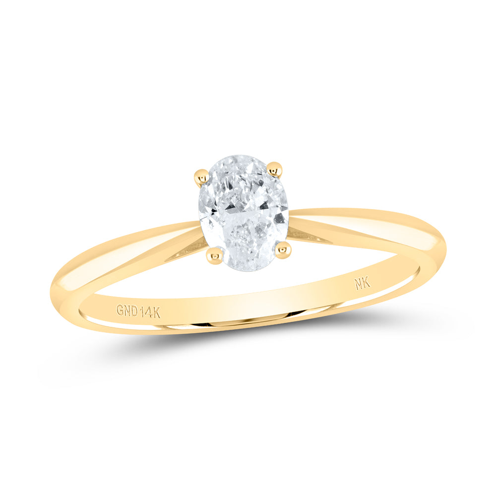 14kt Yellow Or White Gold Diamond SI IJ Oval Solitaire Wedding Engagement Anniversary Ring