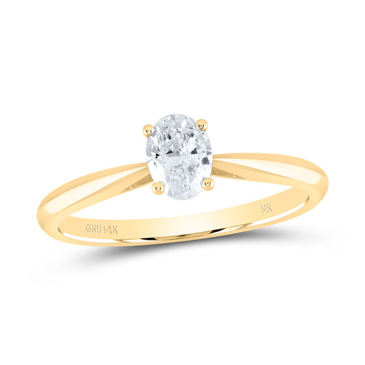 14kt Yellow Or White Gold Diamond SI IJ Oval Solitaire Wedding Engagement Anniversary Ring
