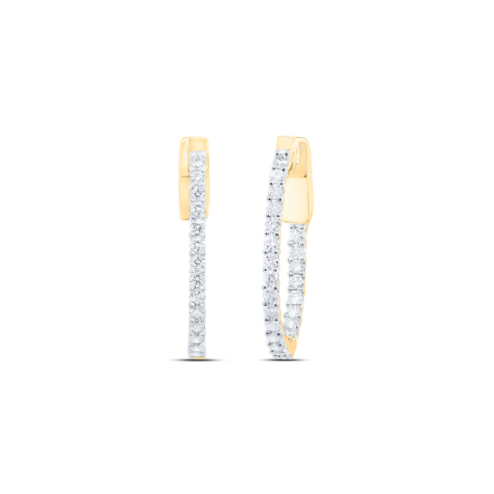 10kt Yellow Gold 1/2 Cttw Diamond Fashion Oval Hoop Earring