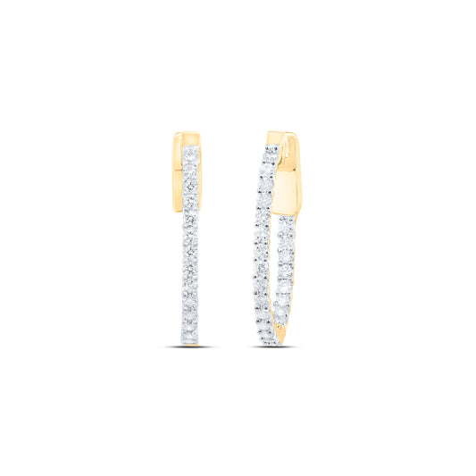 10kt Yellow Gold 1/2 Cttw Diamond Fashion Oval Hoop Earring