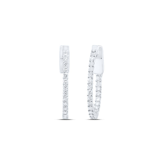 10kt White Gold 1/2 Cttw Diamond Fashion Oval Hoop Earring