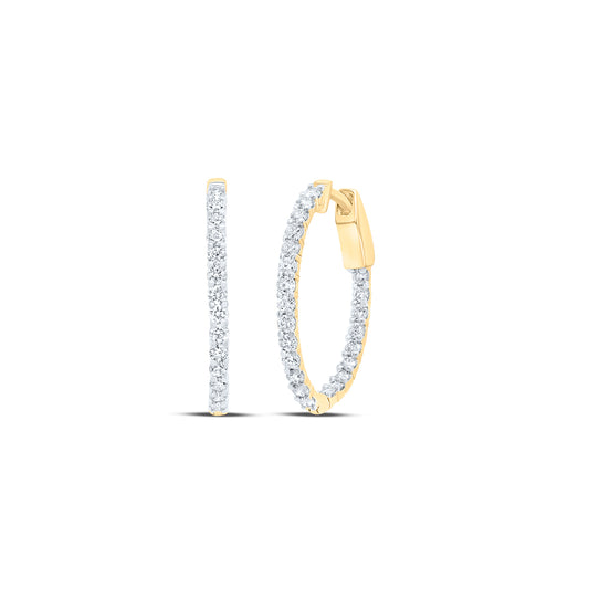 10kt Yellow Gold 1 Cttw Diamond Fashion Oval Hoop Earring