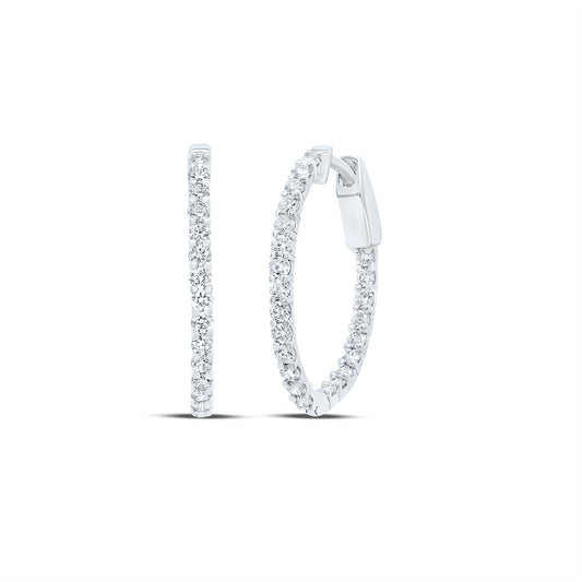 10kt White Gold 1 Cttw Diamond Fashion Oval Hoop Earring