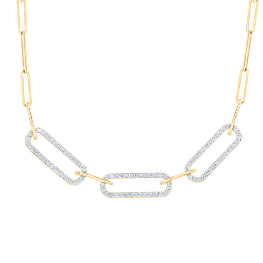 14kt Yellow Gold 3/4 Cttw Diamond Ana M Fashion Paper Clip Necklace, Length: 18 Inch