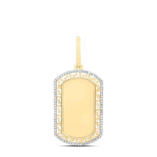 10kt Yellow Gold 1/3 Cttw Diamond Dog Tag Memory Men's Charm