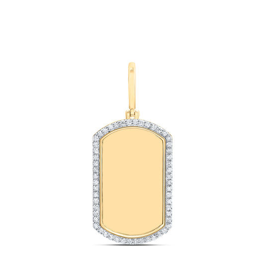 10kt Yellow Gold 5/8 Cttw Diamond Dog Tag Memory Men's Charm