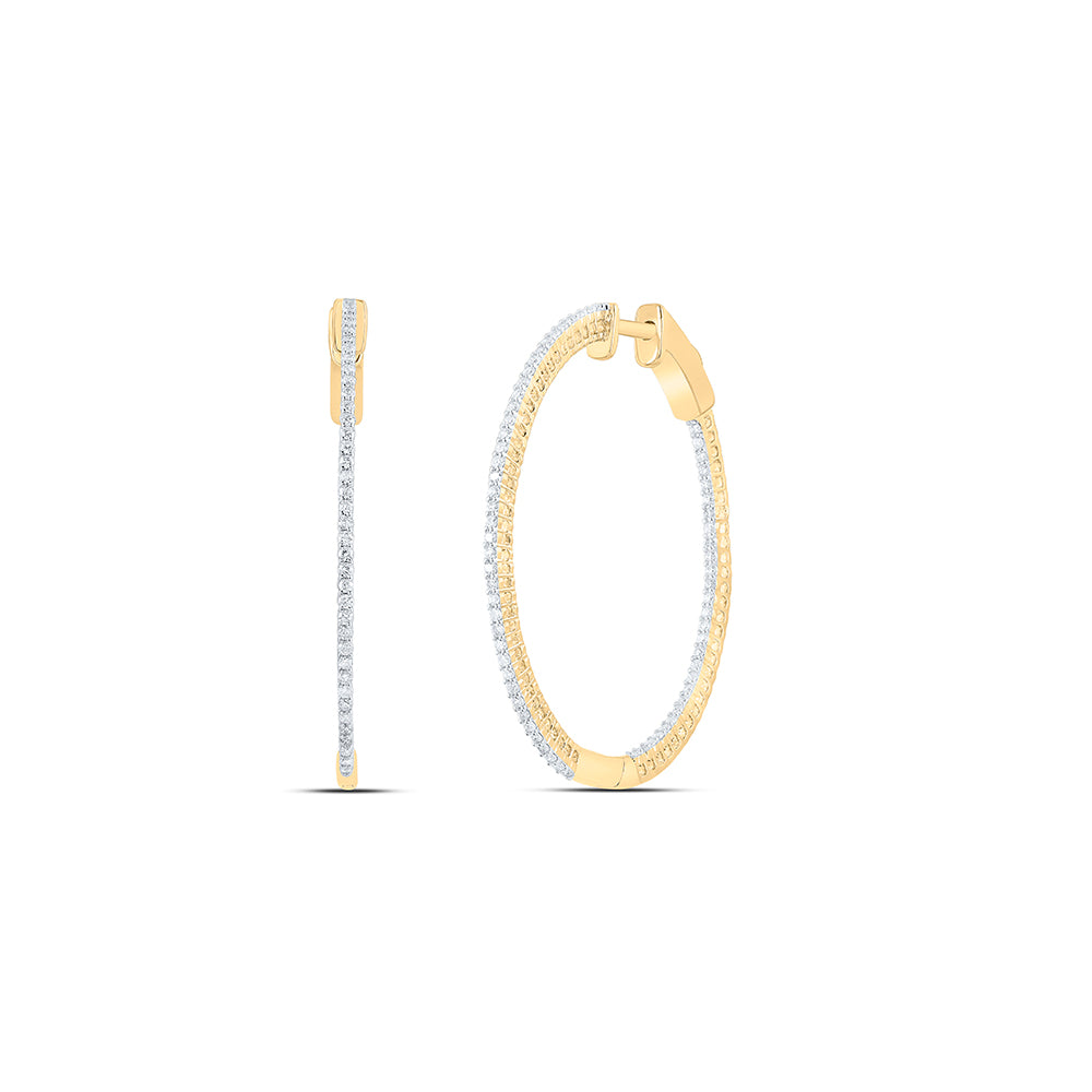 10kt Yellow Gold 1/2 Cttw Diamond Fashion Oval Hoops Earring