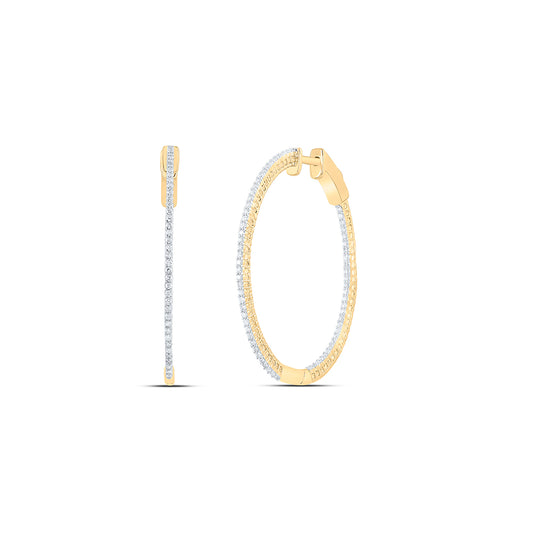 10kt Yellow Gold 1/2 Cttw Diamond Fashion Oval Hoops Earring