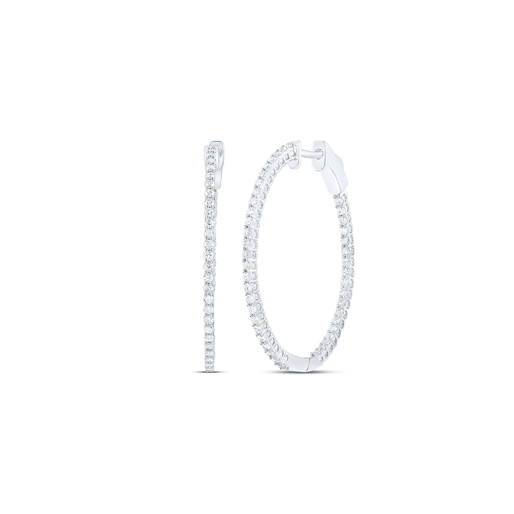 14kt White Gold 1 Cttw Diamond Fashion Oval Hoops Earring