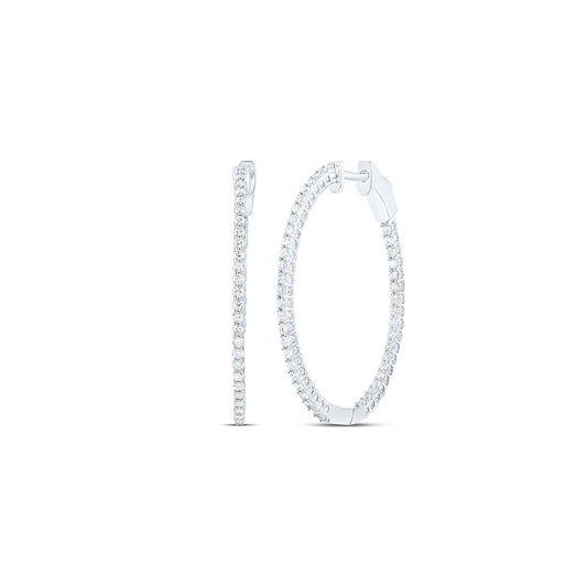 14kt White Gold 1 Cttw Diamond Fashion Oval Hoops Earring