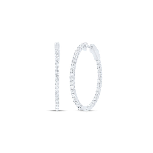 14kt White Gold 2 Cttw Diamond Fashion Oval Hoops Earring