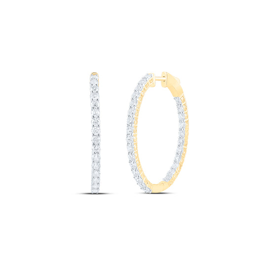 14kt Yellow Gold 3 Cttw Diamond Fashion Oval Hoops Earring