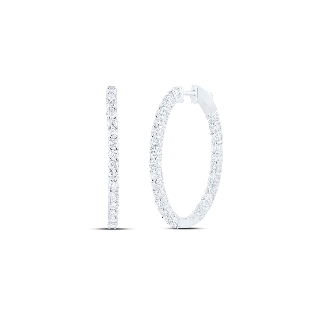 14kt White Gold 3 Cttw Diamond Fashion Oval Hoops Earring