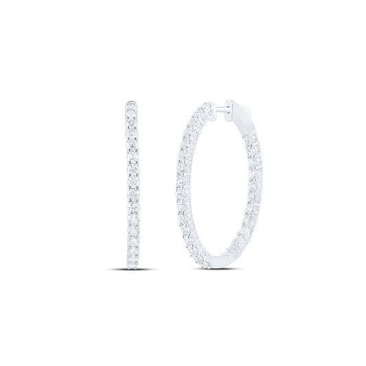 14kt White Gold 3 Cttw Diamond Fashion Oval Hoops Earring