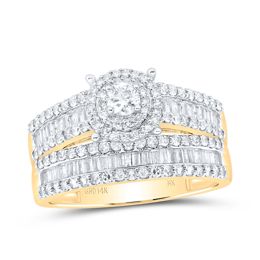 14kt Yellow Gold His & Hers 1 7/8 Cttw Diamond Round Bridal Wedding Ring Band Set, Women Size: 5-9, Men Size: 8-12