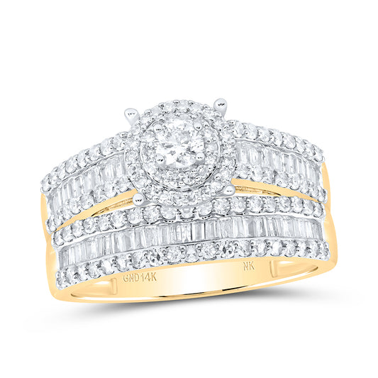 14kt Yellow Gold His & Hers 1 7/8 Cttw Diamond Round Bridal Wedding Ring Band Set, Women Size: 5-9, Men Size: 8-12