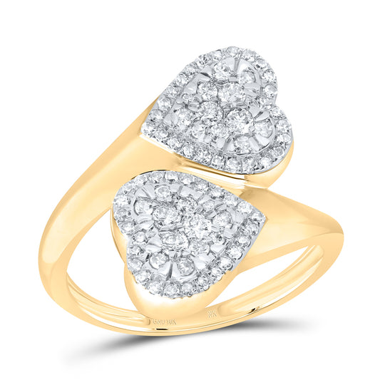 10kt Yellow Gold 1/2 Cttw Diamond Fashion Heart Wedding Engagement Anniversary Ring, Women Size: 5-9