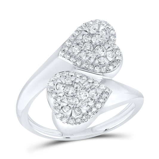 10kt White Gold 1/2 Cttw Diamond Fashion Heart Wedding Engagement Anniversary Ring, Women Size: 5-9