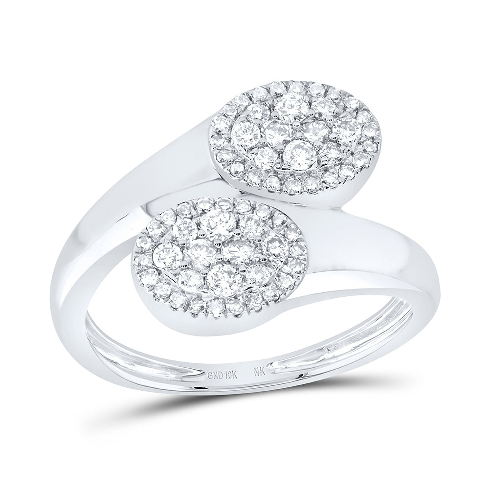 10kt White Gold 1/2 Cttw Diamond Fashion Oval Wedding Engagement Anniversary Ring, Women Size: 5-9