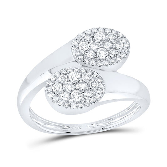 10kt White Gold 1/2 Cttw Diamond Fashion Oval Wedding Engagement Anniversary Ring, Women Size: 5-9