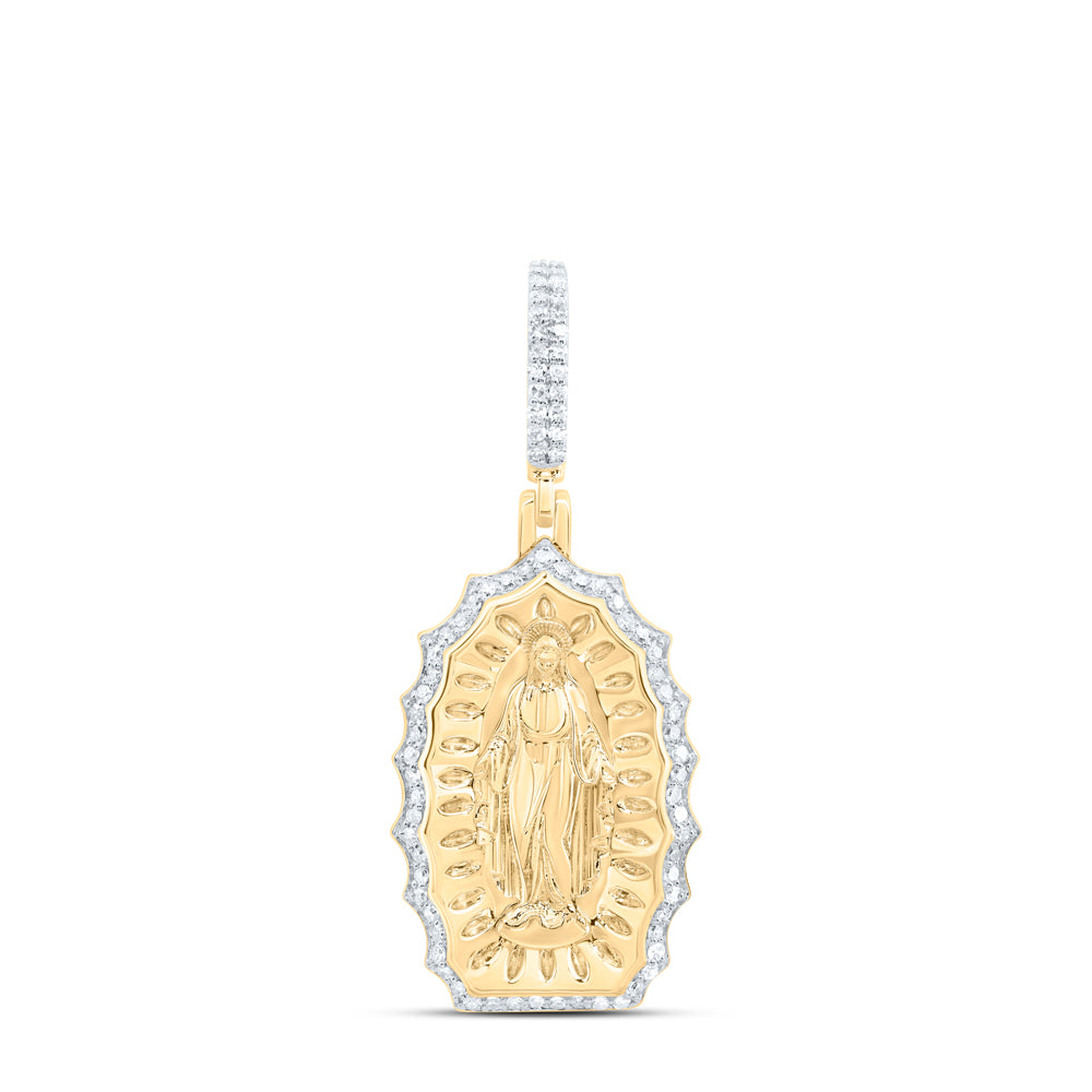 10kt Yellow Gold 1/2 Cttw Diamond Virgin Mother Mary Mens Charm
