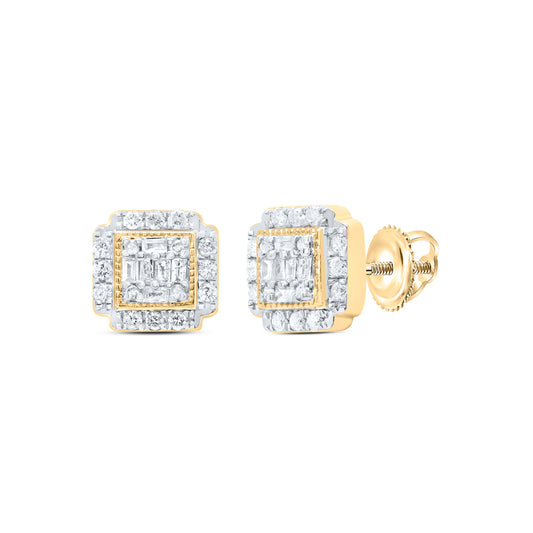 10kt Yellow Gold 3/8 Cttw Diamond Square Baguette Earring