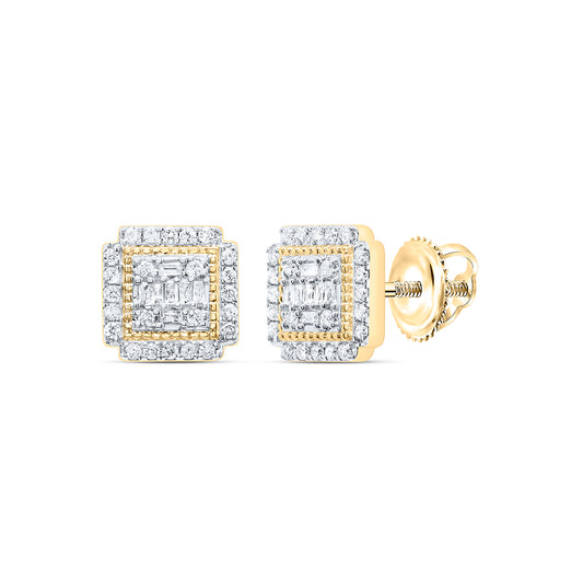 10kt Yellow Gold 5/8 Cttw Diamond Square Baguette Earring