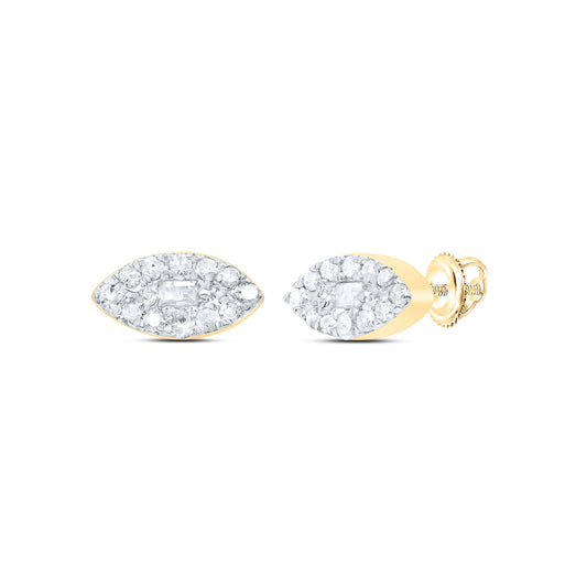 10kt Yellow Gold 1/10 Cttw Diamond Marquise Baguette Earring