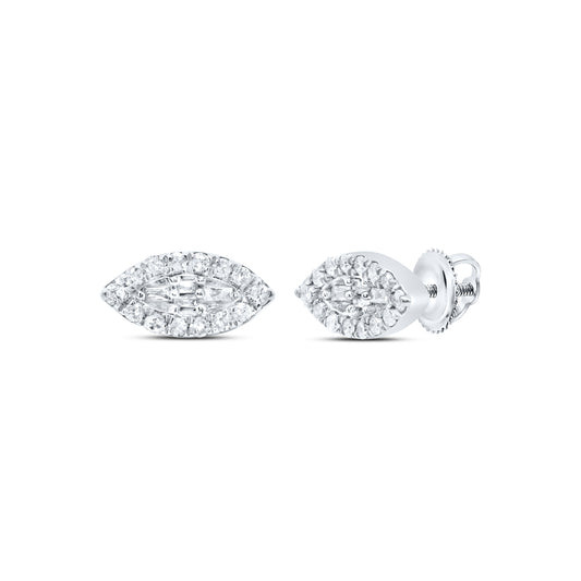 10kt White Gold 1/4 Cttw Diamond Marquise Baguette Earring