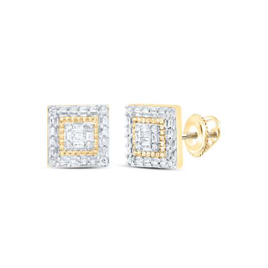 10kt Yellow Gold 1/2 Cttw Diamond Square Baguette Earring